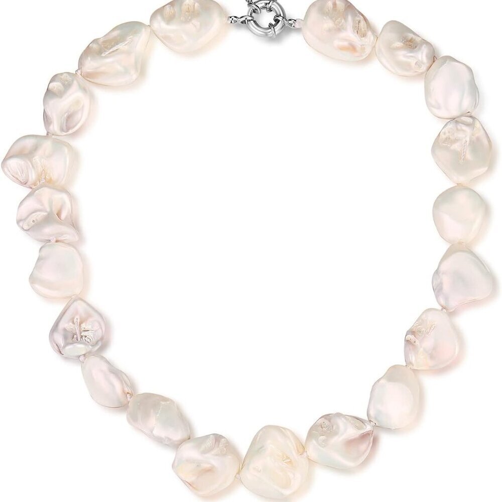 Pearl Choker Necklace for Women Boho Beaded Statement Necklace with Black White